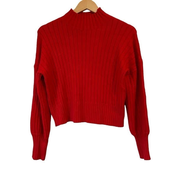 Zaful Red Ribbed Crop Long Sleeve Sweater, Medium - Picture 1 of 8